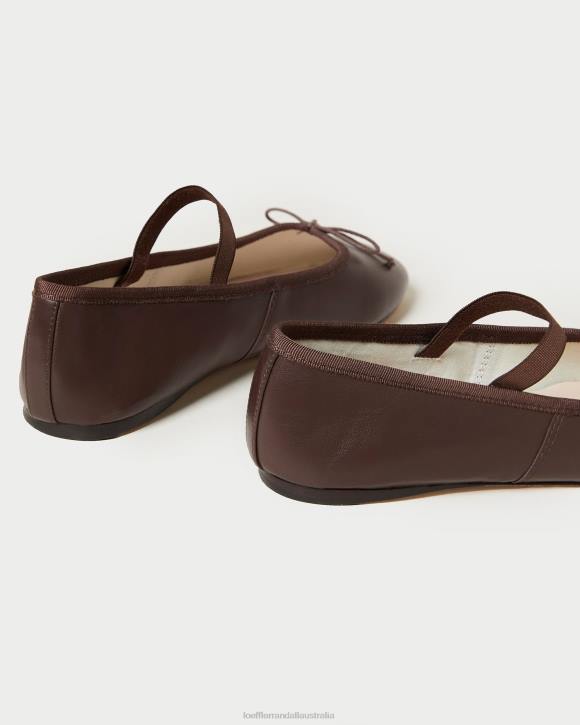 Shoes Chocolate Leather Loeffler Randall 044J296 Women Leonie Ballet Flat