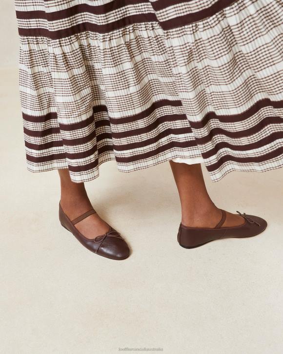 Shoes Chocolate Leather Loeffler Randall 044J296 Women Leonie Ballet Flat