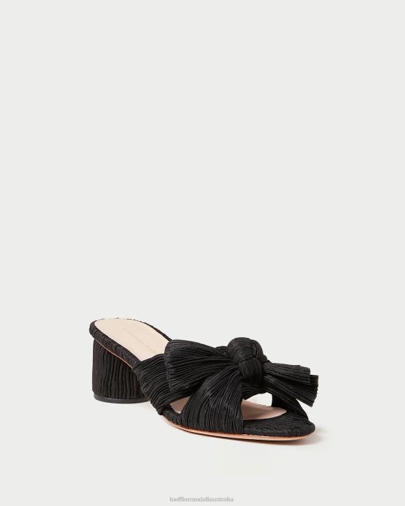 Shoes Black Loeffler Randall 044J18 Women Emilia Pleated Bow Heel