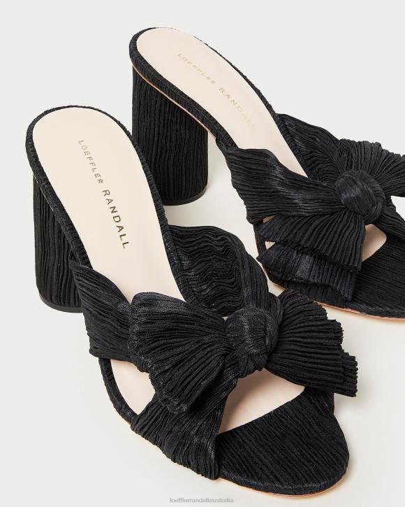 Shoes Black Loeffler Randall 044J43 Women Penny Pleated Bow Heel