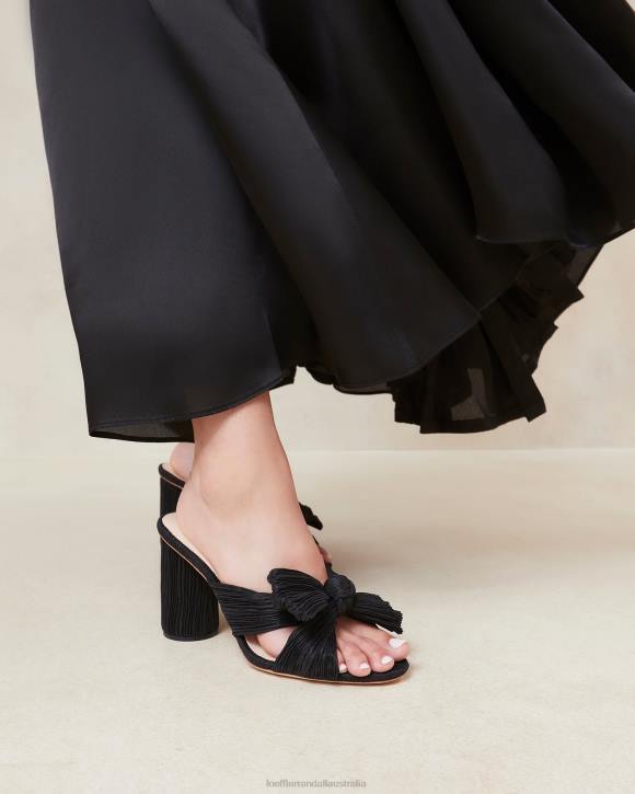 Shoes Black Loeffler Randall 044J43 Women Penny Pleated Bow Heel