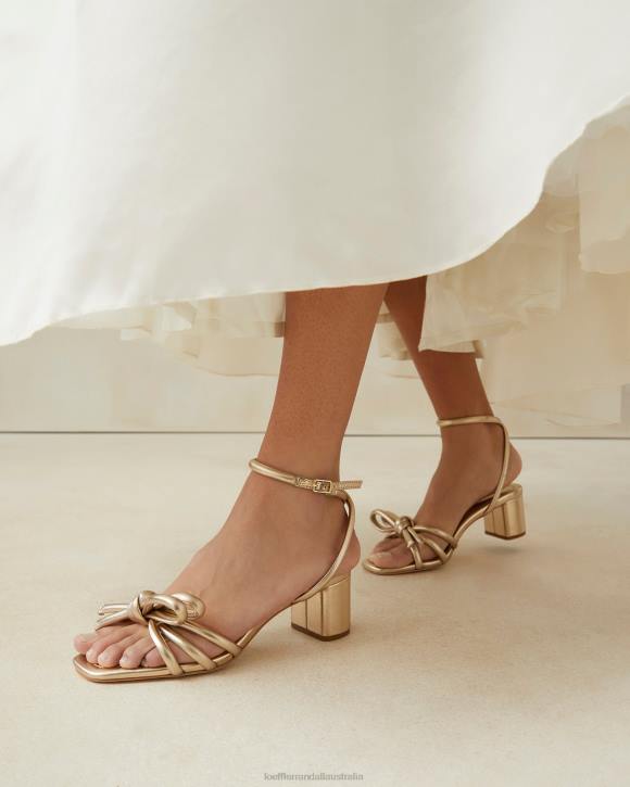 Shoes Champagne Loeffler Randall 044J22 Women Mikel Bow Mid-Heel Sandal