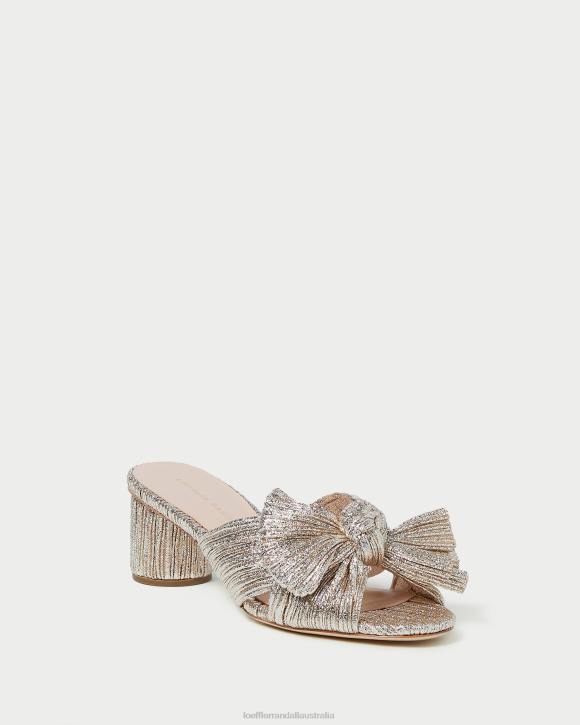 Shoes Champagne Loeffler Randall 044J49 Women Emilia Pleated Bow Heel