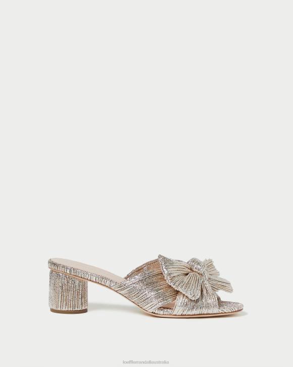 Shoes Champagne Loeffler Randall 044J49 Women Emilia Pleated Bow Heel