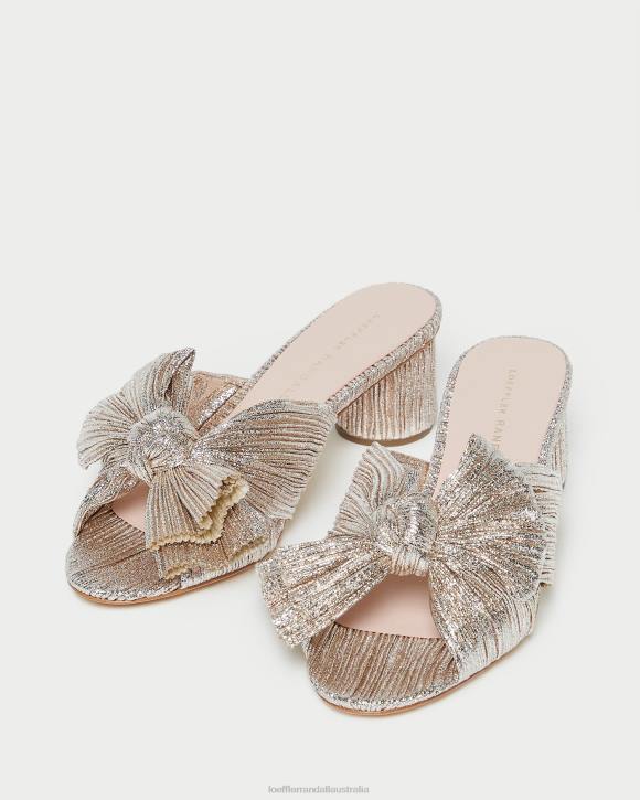 Shoes Champagne Loeffler Randall 044J49 Women Emilia Pleated Bow Heel