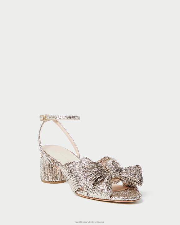 Shoes Champagne Loeffler Randall 044J53 Women Dahlia Pleated Bow Heel