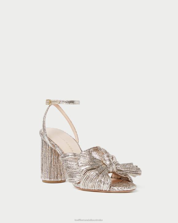 Shoes Champagne Loeffler Randall 044J64 Women Camellia Pleated Bow Heel