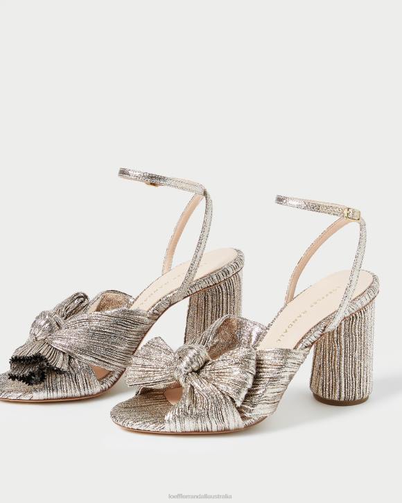 Shoes Champagne Loeffler Randall 044J64 Women Camellia Pleated Bow Heel