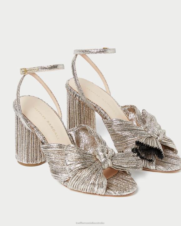Shoes Champagne Loeffler Randall 044J64 Women Camellia Pleated Bow Heel