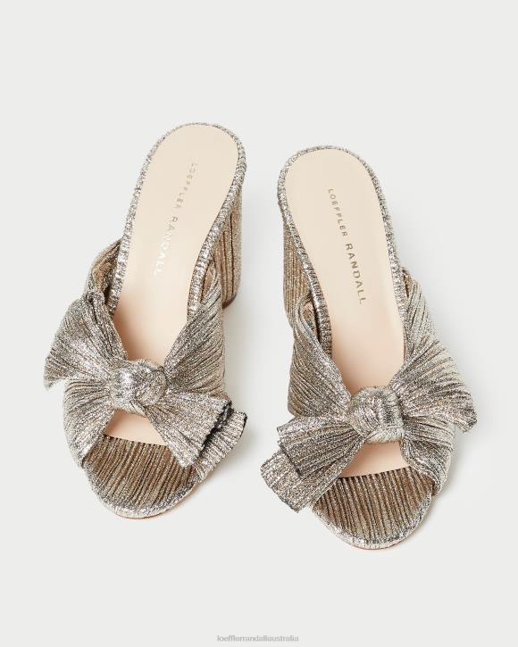 Shoes Champagne Loeffler Randall 044J69 Women Penny Pleated Bow Heel