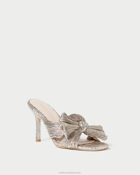 Shoes Champagne Loeffler Randall 044J94 Women Claudia Pleated Bow Mule