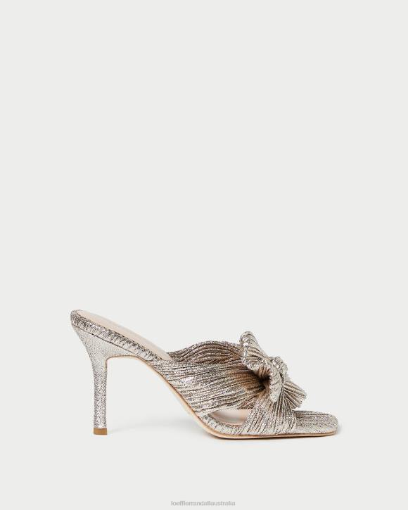 Shoes Champagne Loeffler Randall 044J94 Women Claudia Pleated Bow Mule