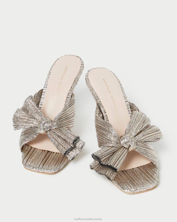 Shoes Champagne Loeffler Randall 044J94 Women Claudia Pleated Bow Mule