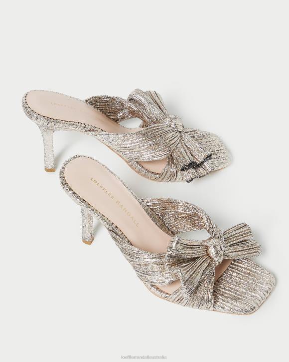 Shoes Champagne Loeffler Randall 044J94 Women Claudia Pleated Bow Mule