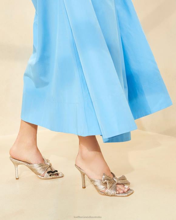 Shoes Champagne Loeffler Randall 044J94 Women Claudia Pleated Bow Mule