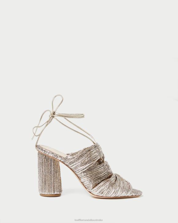 Shoes Champagne Loeffler Randall 044J95 Women Teresa Pleated Lace-Up Sandal