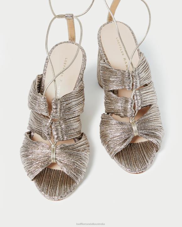 Shoes Champagne Loeffler Randall 044J95 Women Teresa Pleated Lace-Up Sandal