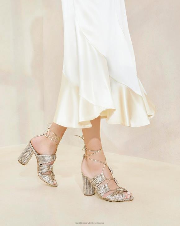 Shoes Champagne Loeffler Randall 044J95 Women Teresa Pleated Lace-Up Sandal