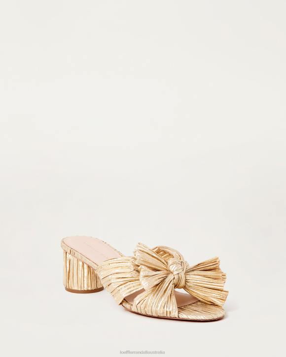 Shoes Gold Loeffler Randall 044J13 Women Emilia Pleated Bow Heel