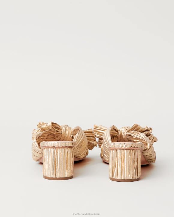 Shoes Gold Loeffler Randall 044J13 Women Emilia Pleated Bow Heel