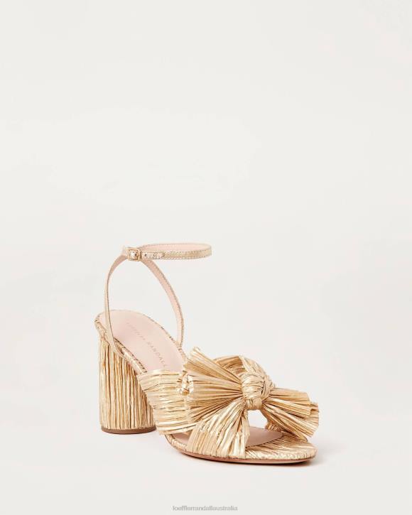 Shoes Gold Loeffler Randall 044J5 Women Camellia Pleated Bow Heel