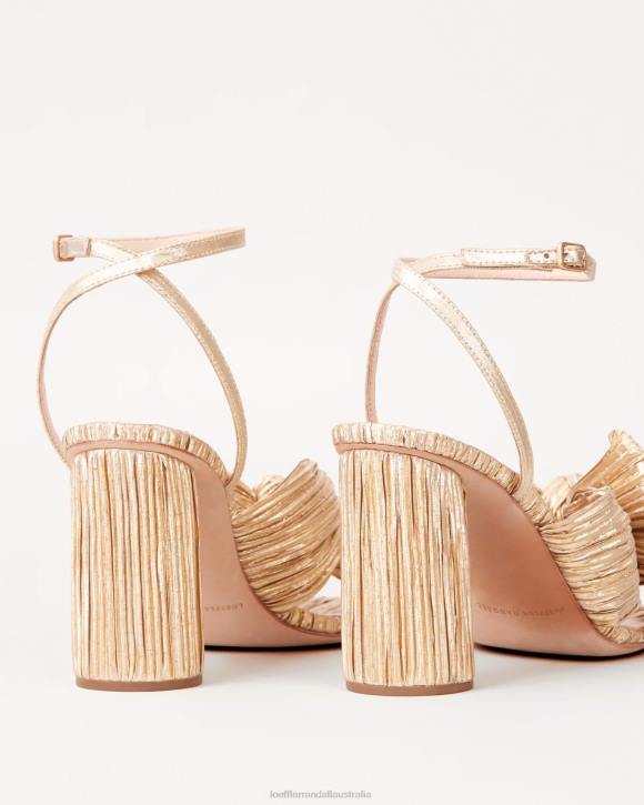 Shoes Gold Loeffler Randall 044J5 Women Camellia Pleated Bow Heel