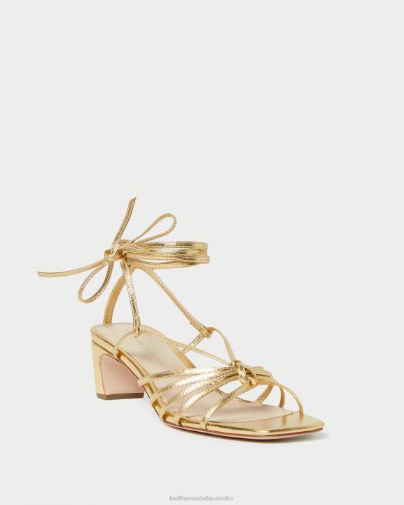 Shoes Gold Loeffler Randall 044J85 Women Lola Knot Lace-Up Mid-Heel