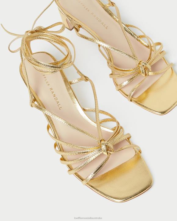 Shoes Gold Loeffler Randall 044J85 Women Lola Knot Lace-Up Mid-Heel