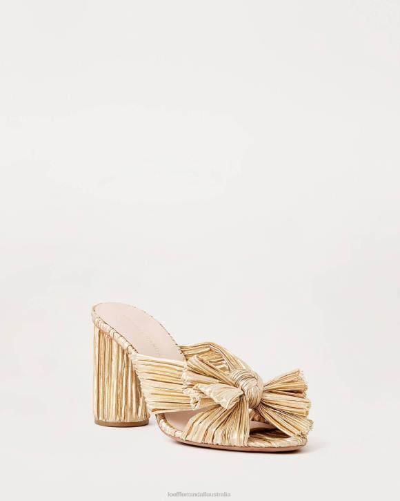 Shoes Gold Loeffler Randall 044J8 Women Penny Pleated Bow Heel