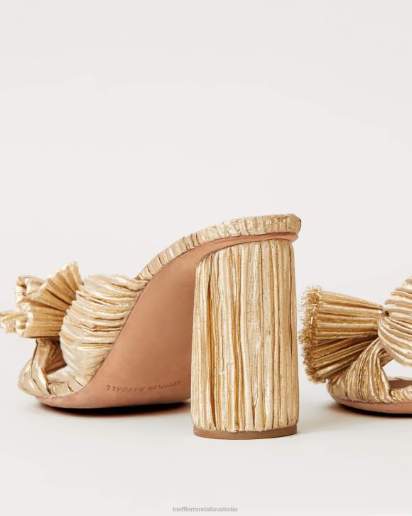 Shoes Gold Loeffler Randall 044J8 Women Penny Pleated Bow Heel