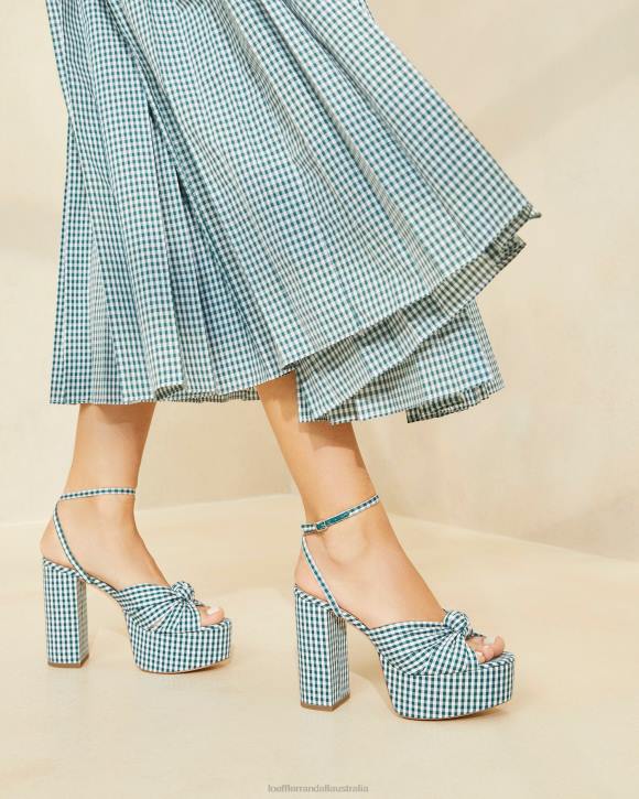Shoes Mini Green Gingham Loeffler Randall 044J90 Women Roz Knot Platform