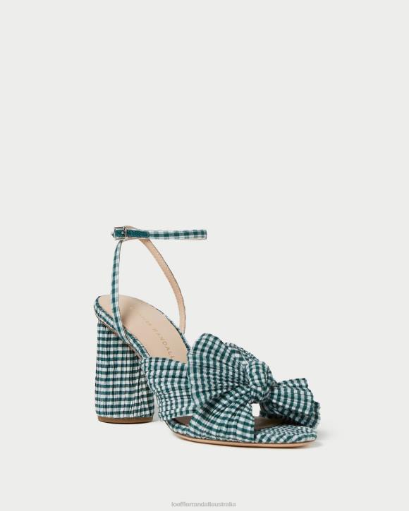 Shoes Mini Green Gingham Loeffler Randall 044J96 Women Camellia Bow Heel