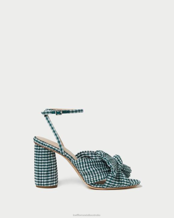 Shoes Mini Green Gingham Loeffler Randall 044J96 Women Camellia Bow Heel
