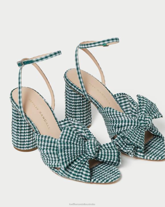 Shoes Mini Green Gingham Loeffler Randall 044J96 Women Camellia Bow Heel