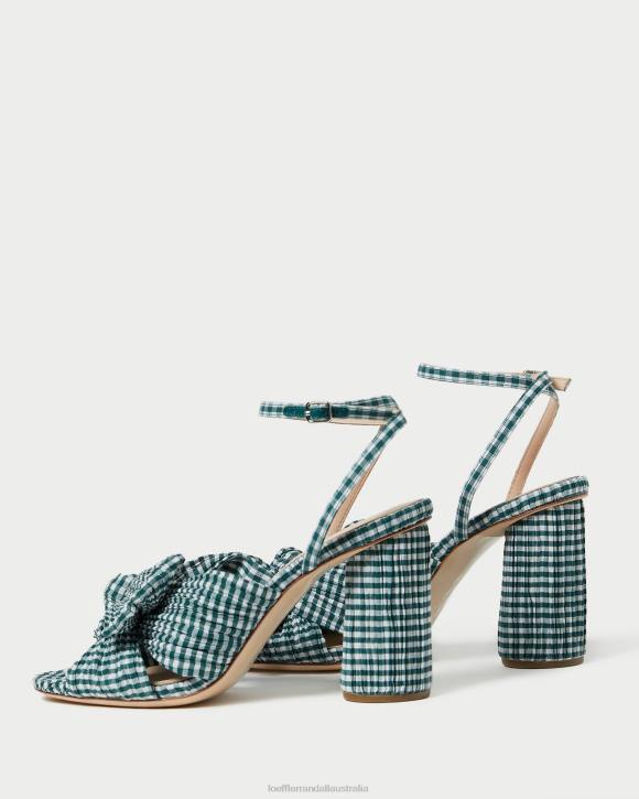 Shoes Mini Green Gingham Loeffler Randall 044J96 Women Camellia Bow Heel