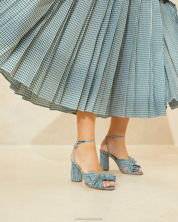 Shoes Mini Green Gingham Loeffler Randall 044J96 Women Camellia Bow Heel