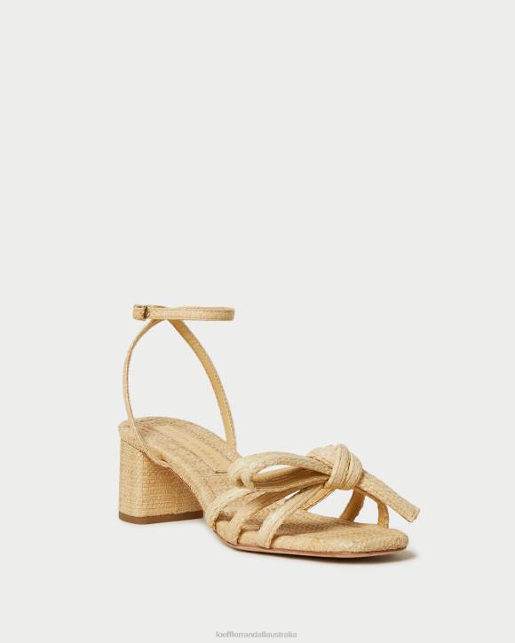 Shoes Natural Loeffler Randall 044J29 Women Mikel Bow Mid-Heel Sandal