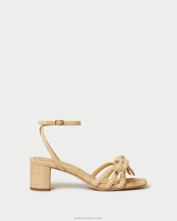Shoes Natural Loeffler Randall 044J29 Women Mikel Bow Mid-Heel Sandal