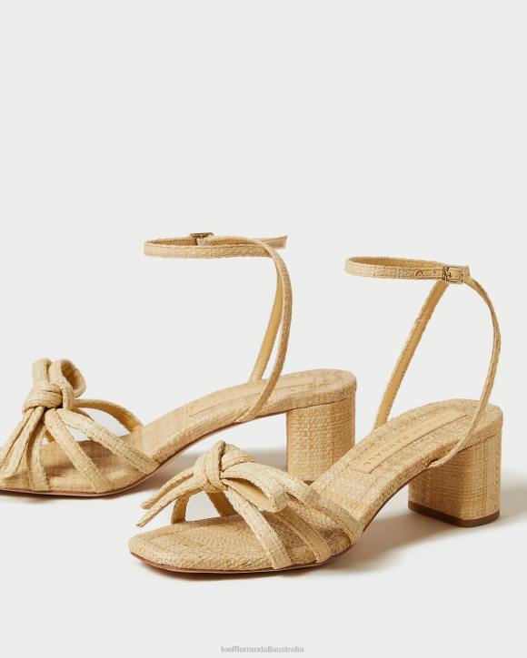 Shoes Natural Loeffler Randall 044J29 Women Mikel Bow Mid-Heel Sandal