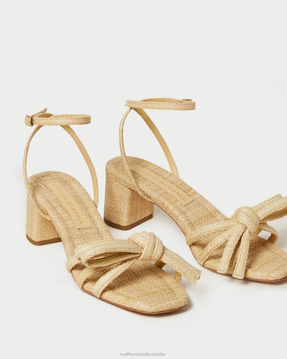 Shoes Natural Loeffler Randall 044J29 Women Mikel Bow Mid-Heel Sandal