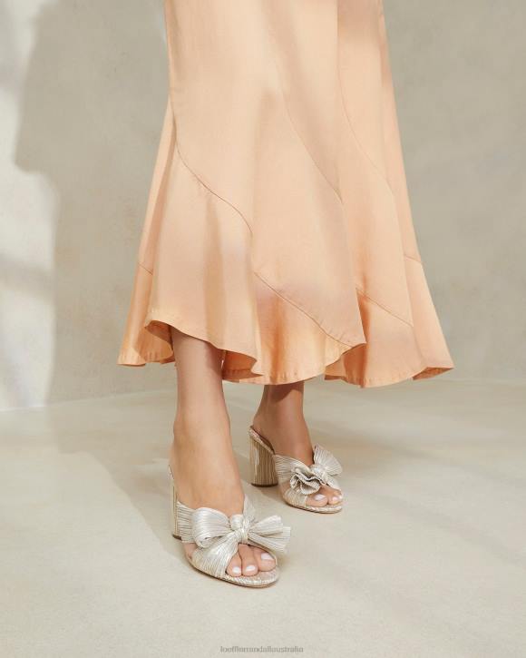 Shoes Platinum Loeffler Randall 044J10 Women Penny Pleated Bow Heel