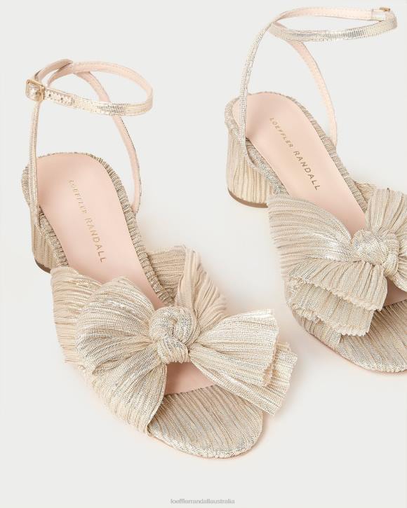 Shoes Platinum Loeffler Randall 044J6 Women Dahlia Pleated Bow Heel