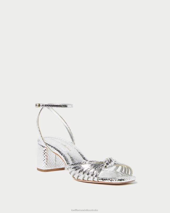 Shoes Silver Loeffler Randall 044J74 Women Olivia Knot Mid-Heel