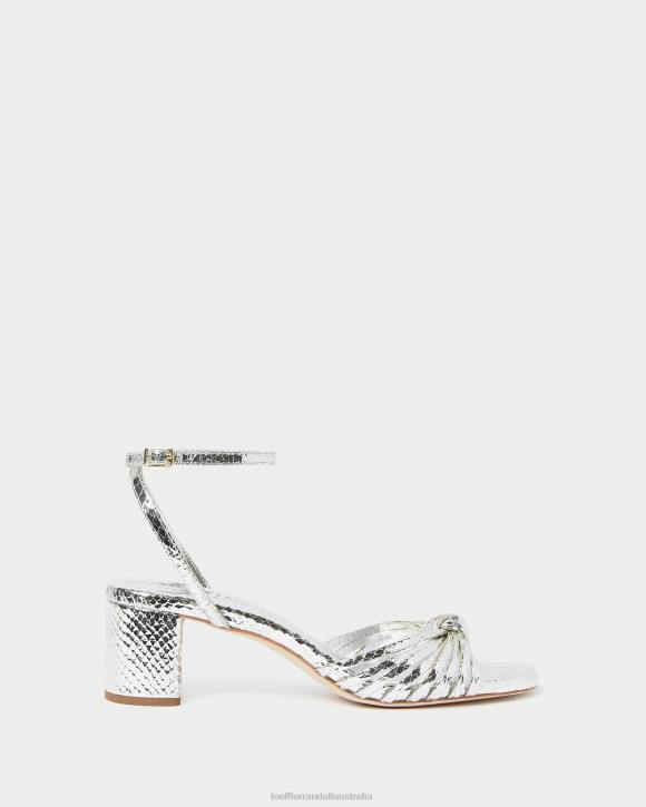 Shoes Silver Loeffler Randall 044J74 Women Olivia Knot Mid-Heel