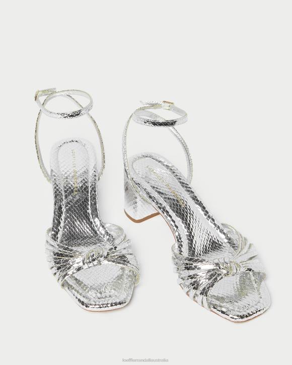 Shoes Silver Loeffler Randall 044J74 Women Olivia Knot Mid-Heel