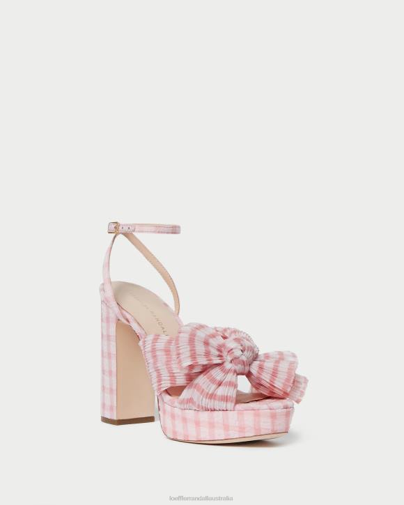 Shoes Soft Pink Gingham Loeffler Randall 044J82 Women Natalia Bow Heel