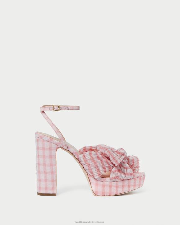 Shoes Soft Pink Gingham Loeffler Randall 044J82 Women Natalia Bow Heel