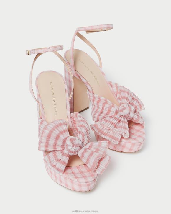 Shoes Soft Pink Gingham Loeffler Randall 044J82 Women Natalia Bow Heel