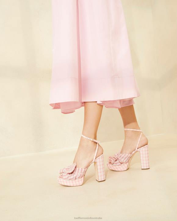 Shoes Soft Pink Gingham Loeffler Randall 044J82 Women Natalia Bow Heel