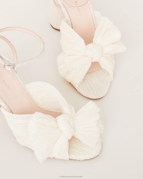 Shoes Vegan Pearl Loeffler Randall 044J1 Women Camellia Pleated Bow Heel